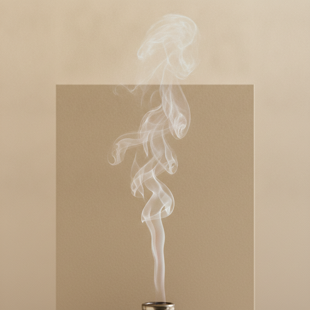 A wisp of breath rising, letting go